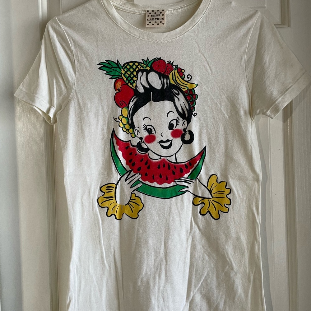 Miss Ladybug Fruit-Themed womens T-Shirt